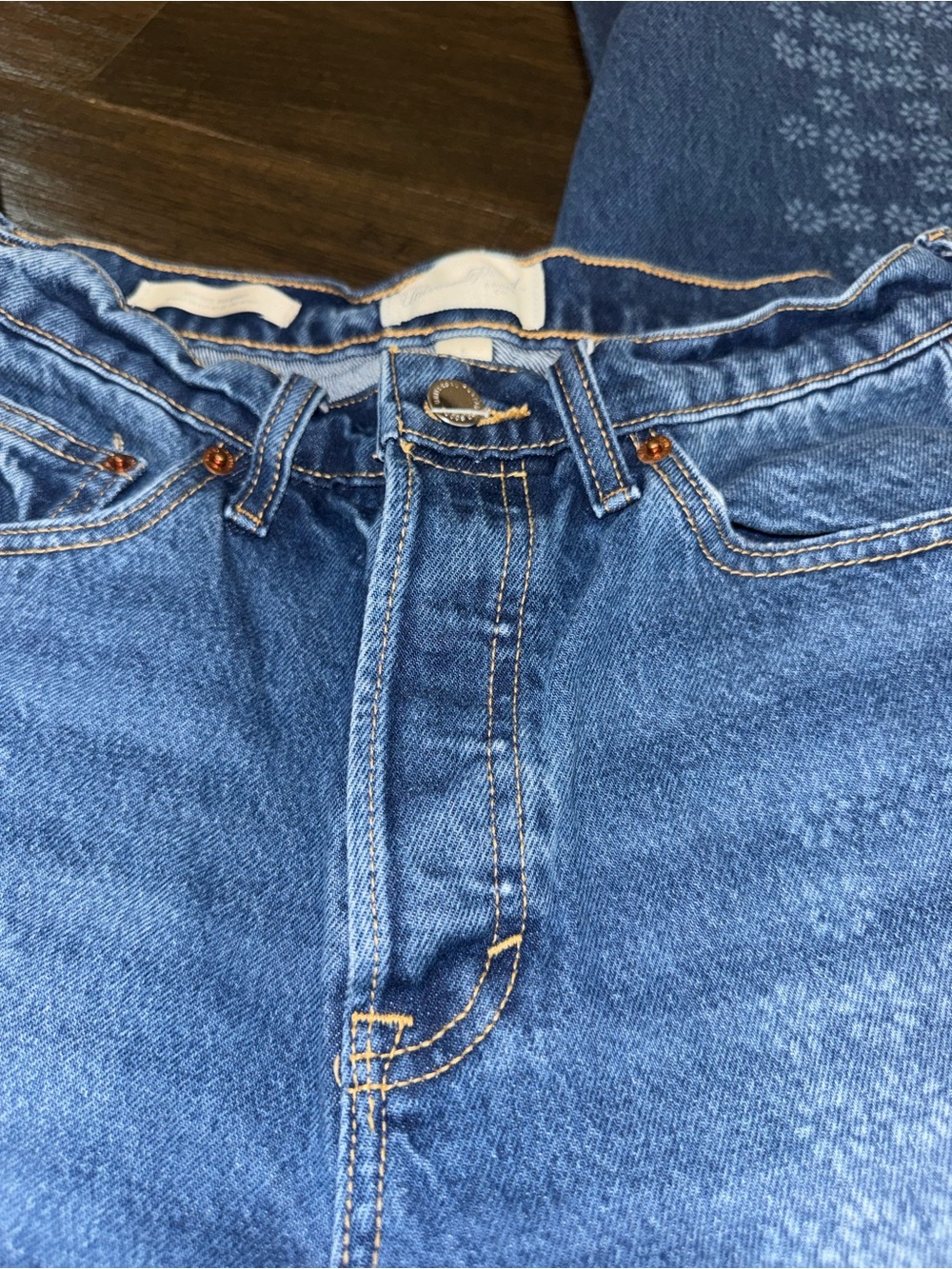 Universal Thread Blue Patterned Straight-Leg Jeans - Picture 9 of 12